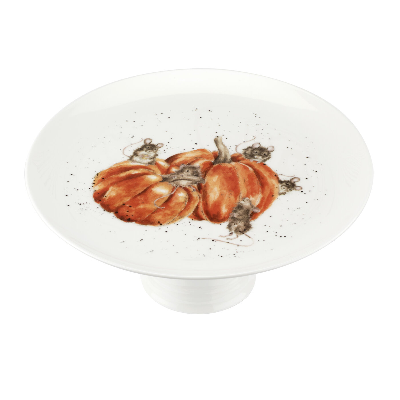 Wrendale Designs Thanksgiving Pumpkins Footed Cake Plate image number null